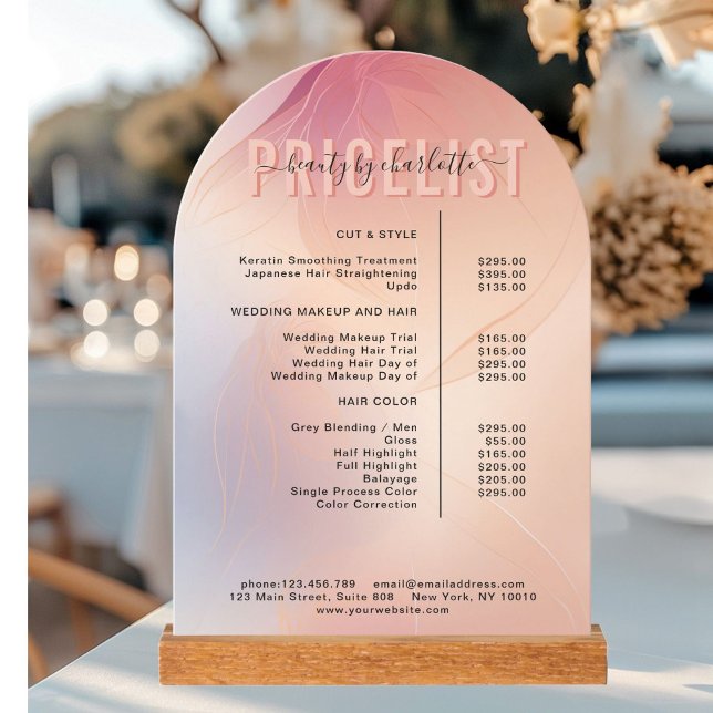 Elegant Beauty Salon Arch Service Price List Invitation (Creator Uploaded)