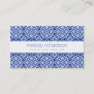 Elegant Beauty Vintage Blue Pattern Business Card