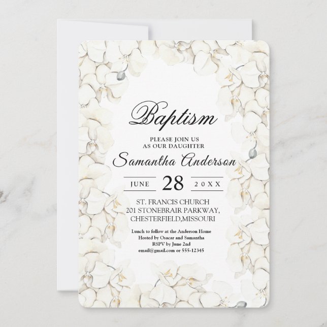 Elegant Beauty White Orchids Frame Invitation (Front)