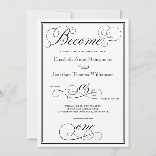 Elegant Become as One Christian Wedding Invitation (Front)