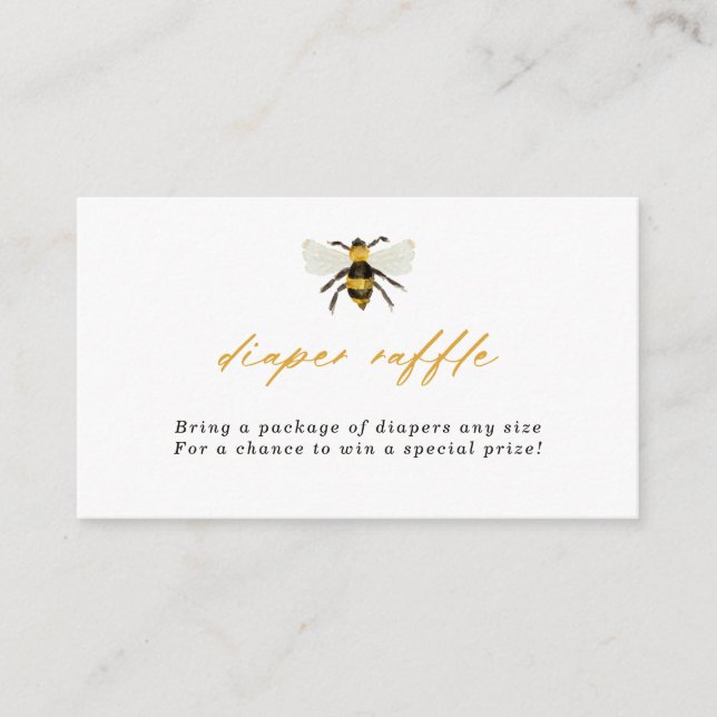 Elegant Bee and Honeycomb Diaper Raffle Enclosure Card (Front)