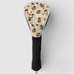 Elegant Bee and Honeycomb Pattern Golf Head Cover