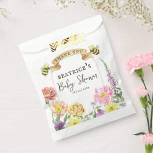 Elegant Bee and Wildflower Baby Shower Thank You Favour Bags