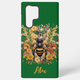 Elegant Bee & Sunflowers with Custom Name Samsung Galaxy Case