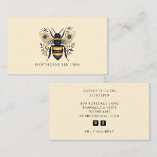 Elegant Beekeeper Apiary Botanical Bee Template Business Card