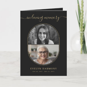 Elegant Before & After Photo Funeral Program Card