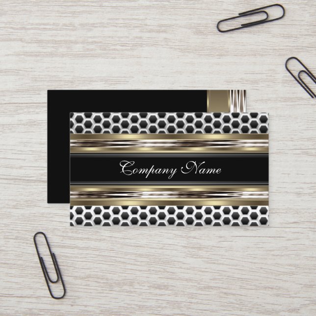 Elegant Beige and Black Grey Business Card (Front/Back In Situ)