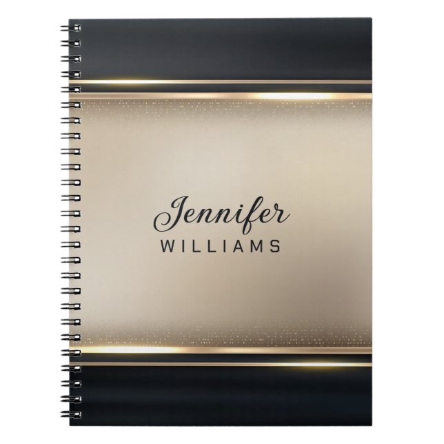 Elegant Beige And Black  Notebook (Front)
