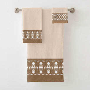 Elegant Beige and Brown Bath Towel Set
