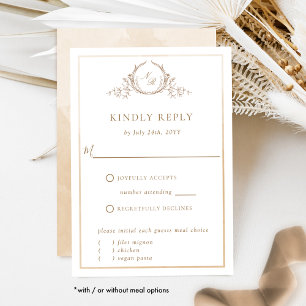 Elegant Beige and Cream Monogram and Watercolor RSVP Card
