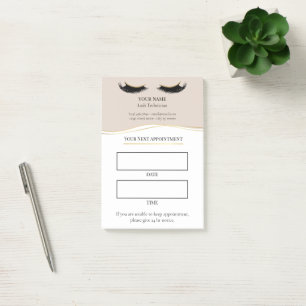 Elegant beige and gold Lash appointment Post-it Notes