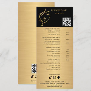 Elegant Beige and Gold Makeup Price List Menu