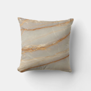Elegant Beige and Gold Marble Pattern Throw Pillow