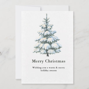 Elegant Beige and Green Watercolor Merry Christmas Holiday Card