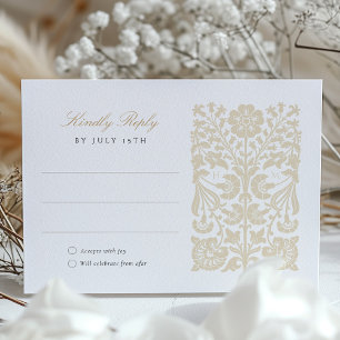 Elegant Beige and Ivory Floral Wedding RSVP Card