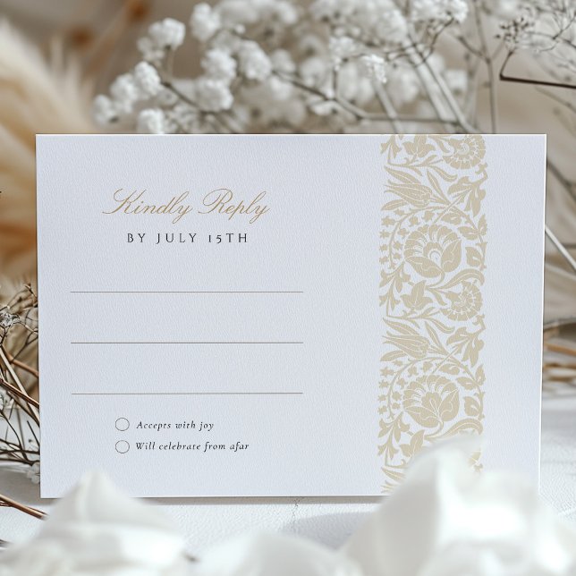 Elegant Beige and Ivory Floral Wedding RSVP Card (Creator Uploaded)