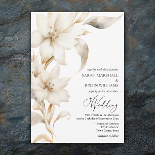 Elegant Beige and White Watercolor Floral Announce Announcement