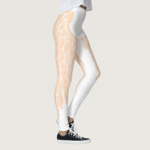 Elegant Beige Angel Wings Leggings