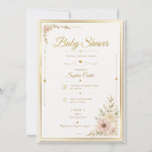 Elegant Beige Baby Shower Invitation
