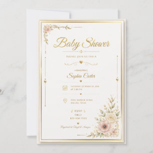 Elegant Beige Baby Shower Invitation