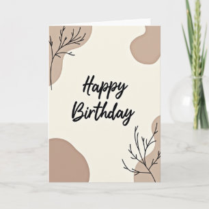 Elegant Beige Birthday Card