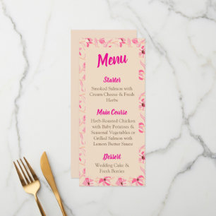 Elegant Beige & Blush Pink Floral Wedding Menu