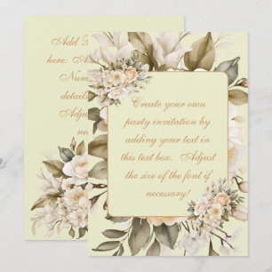 Elegant Beige Boho Floral Birthday Invitation