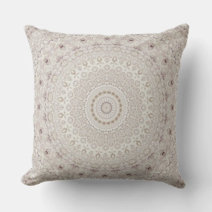 Elegant Beige Boho Medallion Design Cushion