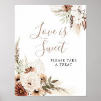 Elegant Beige Boho Pampas Grass Love is Sweet