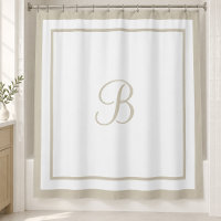 Elegant Beige Border Script Monogram