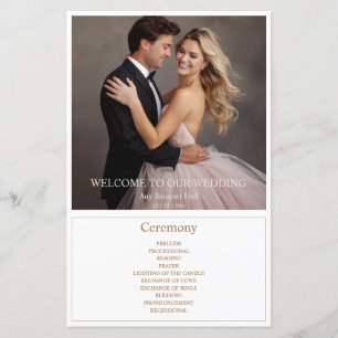 Elegant Beige Bordered Photo wedding programs
