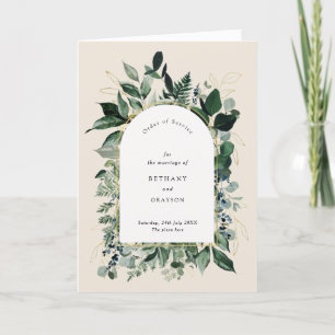 Elegant Beige botanical Bi fold wedding Program Programme