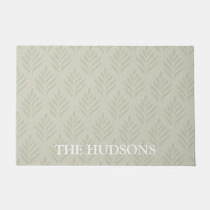 Elegant Beige Botanical Pattern Custom Doormat