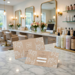 Elegant Beige Botanical Referral Business Card