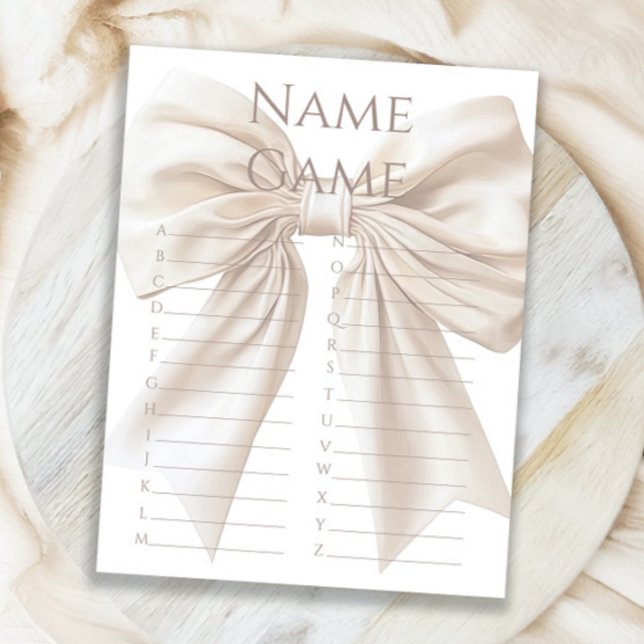 Elegant Beige Bow Baby Shower Name Game (Creator Uploaded)