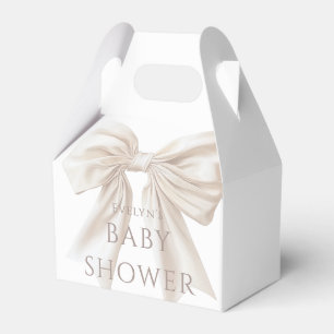 Elegant Beige Bow Gender Neutral Baby Shower  Favour Box