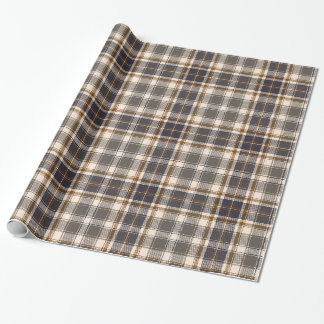 Elegant Beige | Brown | Gray Plaid Checkered Wrapping Paper