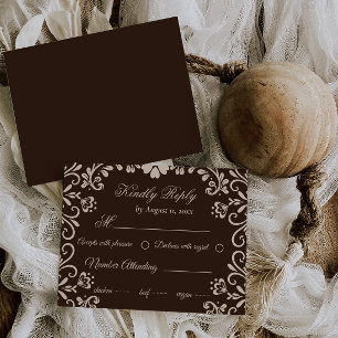 Elegant Beige Brown Wedding Rsvp Enclosure Card
