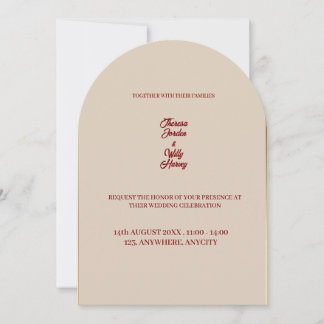 Elegant Beige & Burgundy Floral Wedding Invitation