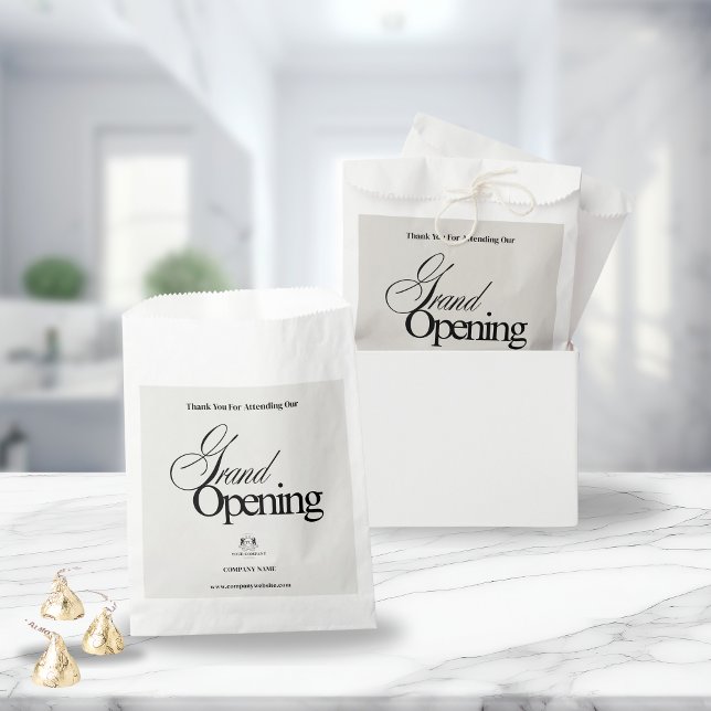 Elegant Beige Business Logo Calligraphy Thank You Favour Bags (Creator Uploaded)