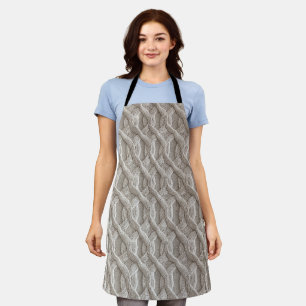 Elegant Beige Cable Knit Pattern  Apron