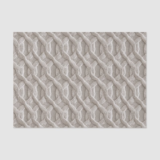 Elegant Beige Cable Knit Pattern  Tissue Paper (Front)