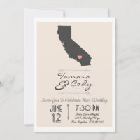 Elegant Beige California Wedding Invitation
