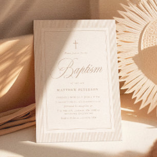 Elegant Beige Calligraphy Baptism Invitation
