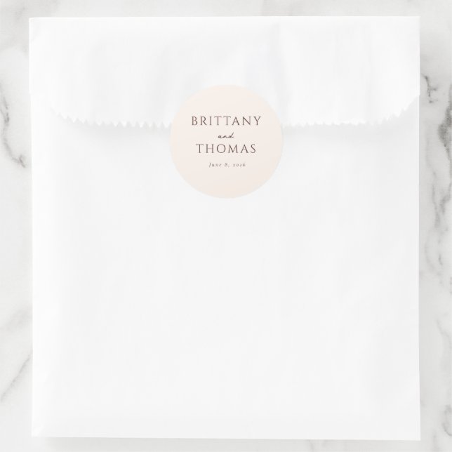Elegant Beige Calligraphy Classic Round Sticker (Bag)