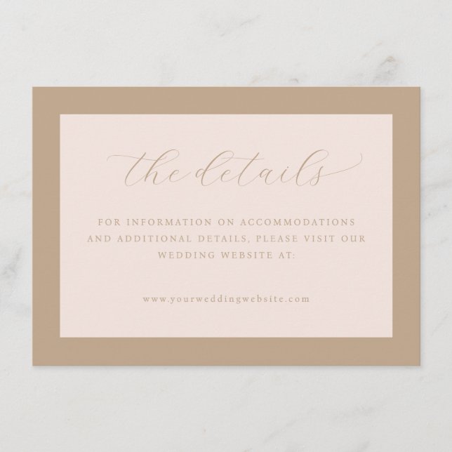 Elegant Beige Calligraphy Details Enclosure Card (Front)