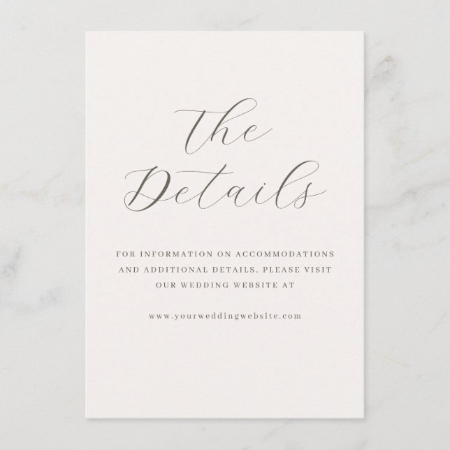 Elegant Beige Calligraphy Enclosure Card (Front)