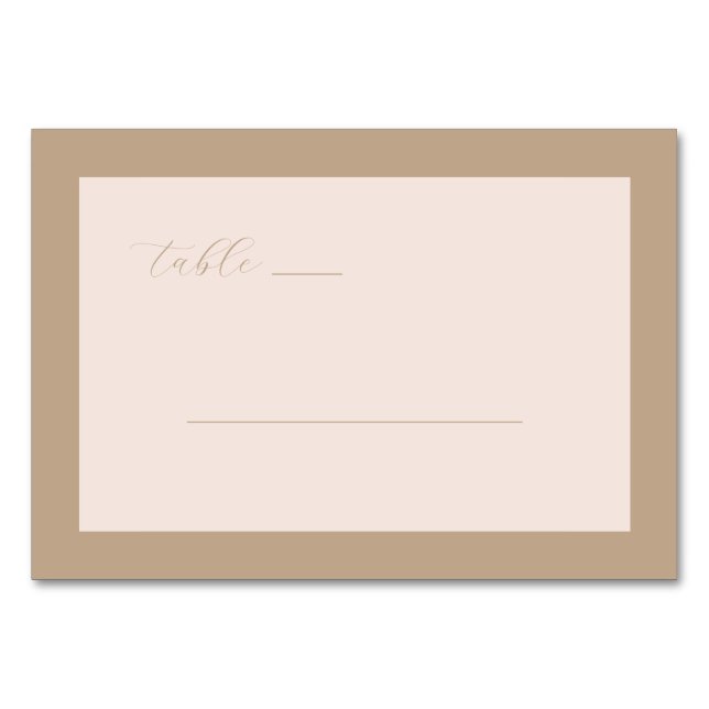 Elegant Beige Calligraphy Lines Table Number (Front)