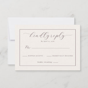Elegant Beige Calligraphy RSVP Card