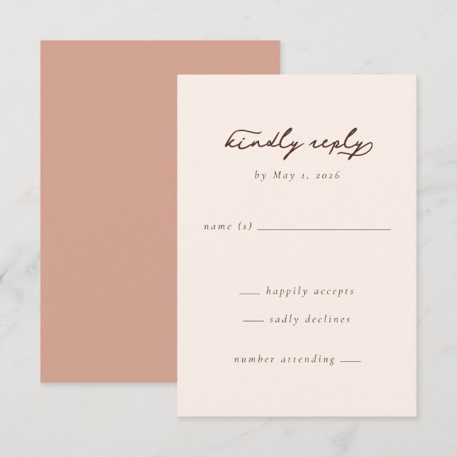Elegant Beige Calligraphy RSVP Card (Front/Back)